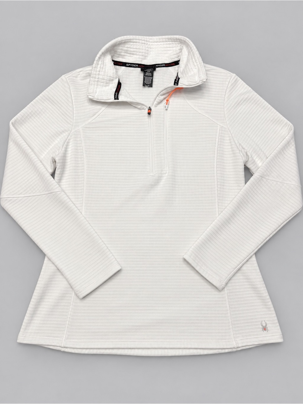 Spyder Active Women’s XL White Textured Quarter Zip Pullover Orange Accen